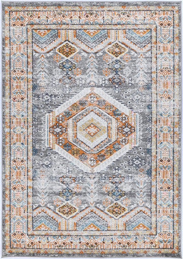 Provence Zaida Traditional Grey & Terracotta Rug - PROV12