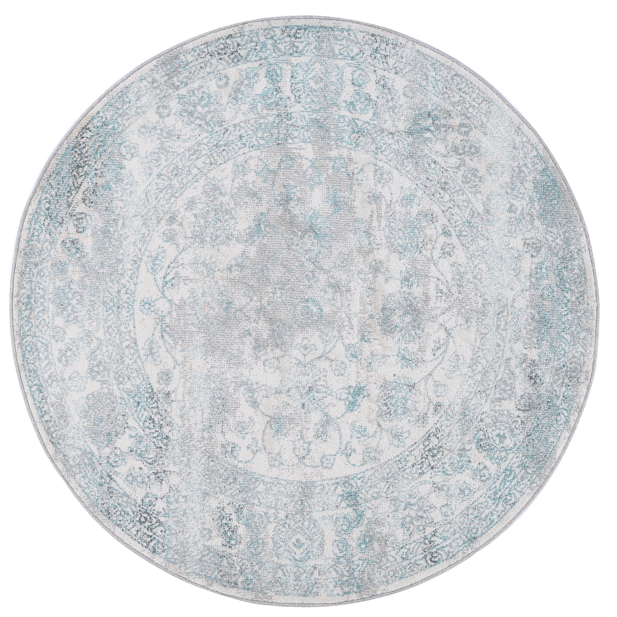 Salsa Peony Ivory & Blue Transitional Round Rug
